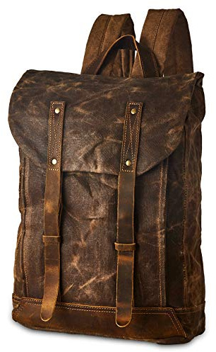 BRASS TACKS Leathercraft Rucksack aus Leder Laptoprucksack Fahrradrucksack Trekkingrucksack Lederrucksack Damen Herren (Braun)