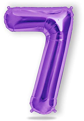 FUNXGO Ballon gonflable en aluminium en forme de chiffre 7 violet - Environ 100 cm - Vole à l'hélium - Décoration pour anniversaire, fête, mariage - Ballon 7 violet