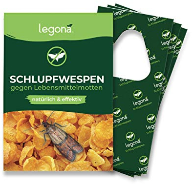 Legona® Schlupfwespen gegen Lebensmittelmotten | 3 Karten à 3 Lieferungen | Effektive Bekämpfung von Lebensmittel Motten | Alternativer Mottenschutz zu Mottenfalle Lebensmittel, Mottenspray
