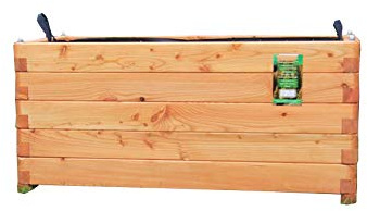 HOQ Pflanzkasten 100x50x50cm aus Lärche geschraubt mit Vlies, gerundeten Ecken und Griffen