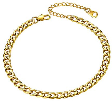 ChainsHouse 3mm 5mm Edelstahl fußkette Damen Panzerkette Fußkettchen Sommer Fußband mit Geschenkebox für Damen und Mädchen