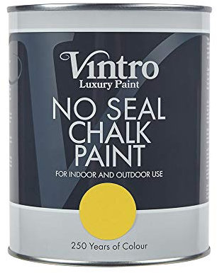 Vintro | No Seal Chalk Paint | Yellow | Interior & Exterior Use | Furniture | Walls | Wood | Metal | 1 Litre (Sunflower)