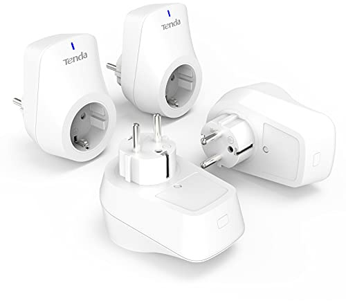 Tenda WLAN Smart Steckdose SP9, 16A Wifi Plug mit Energieverbrauchsanzeige, App- und Sprachsteuerung (Alexa & Google home), Timer, AwayModus Kinderschutz, 4er pack (Nur 2.4GHz WiFi)