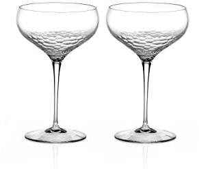 Wedgwood Vera Wang Sequin Stemware Champagne Saucer Pair, 8oz, clear