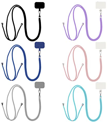DKDDSSS 6 pezzi Cordino per Telefono, Regolabile Cordino Tracolla Universale Catena per Cellulare Adatta a Tutti gli Smartphone, Cinturini per Cordino Compatibile con iPhone/Samsung/Huawei