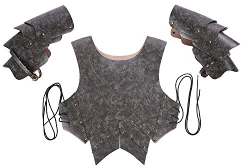 Mittelalterlicher Brustpanzer aus PU-, Wikinger-Krieger-Kostüm, Retro-Ritter, verstellbare Rüstung für Cosplay-Rollenspiele, Kostümpartys, LARP