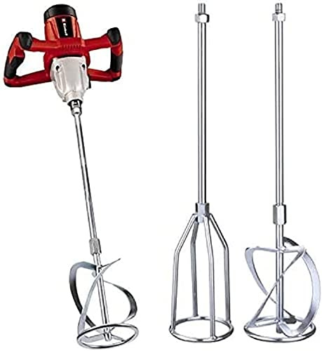 Einhell Mélangeur de peintures et de mortiers TC-MX 1400-2 E (1400W, Variateur électronique, Interrupteur blocable, Démarrage progressif, Porte-outils solide M14) + Kit de 2 agitateurs