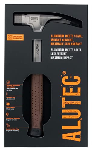 PICARD Latthammer AluTec® Nr. 1098 | Glatte Bahn | Profi Handwerkzeug für Dachdecker & Zimmerer | Ergonomisch & robust | Gesamtgewicht 750g | VPA Certified | Mit magnetischem Nagelhalter & 2K Griff