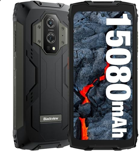 Blackview BV9300 Smartphone Resistente(Telémetro láser de 40M), Batería 15080mAh, 21GB+256GB, 6.7'' 120Hz 2.3K Pantalla, Cámara 50MP+32MP, IP68 Android 12 Teléfono Móvil Impermeable, NFC Negro
