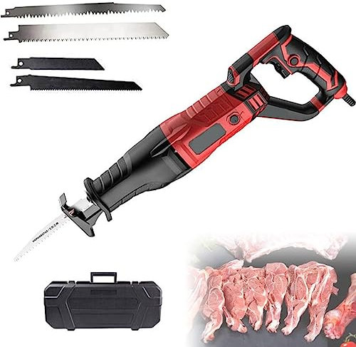 Elektrisk slaktbenssåg, 1050W professionell slaktbensbandsåg, slaktare frysvarusåg Handhållen elektrisk sabelsåg för skärning av fryst kött,Red