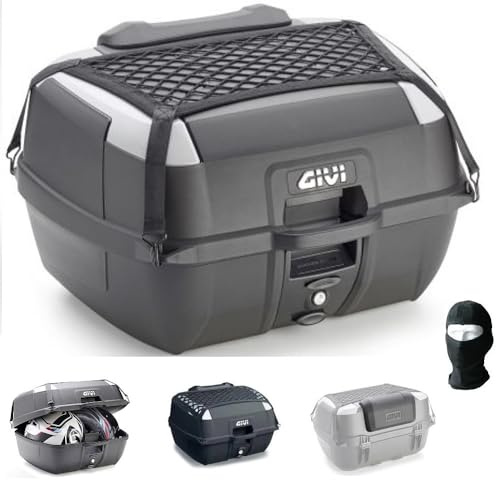 KOMPATIBEL MIT BMW C1 200 Executive MONOLOCK-TOPCASE+Platte+Netz+GIVI-RÜCKENLEHNE FÜR 2 FULLFACE- ODER JETHELME 45LT Silberne EINSÄTZE FÜR Motorrad-Roller MIT GEPÄCKTRÄGER