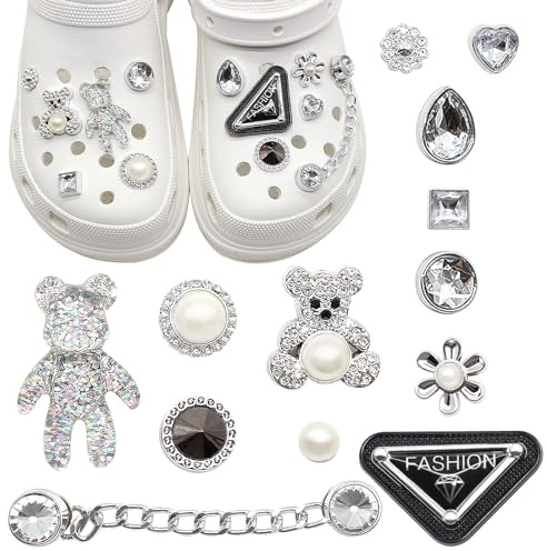 JKDHJK Sliver Schuh Charms, Bling Schuhanhänger Dekoration Schmuck Design, Schuhanstecker Glitzer, Schuhanstecker Zähne Ideal für Kindergeburtstage Mädchen Diy Geschenke