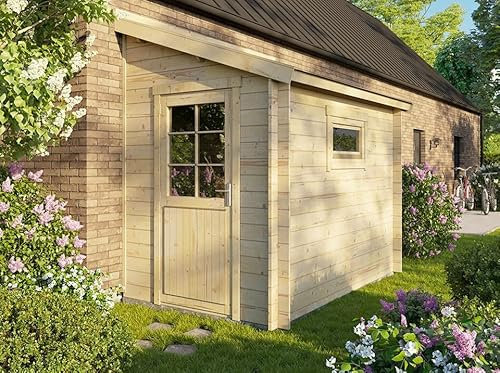 Anbau-Gartenhaus ADOSS 5-4,7 m² - 180 x 275 cm - Wandstärke: 28 mm - Gartenhaus - Fichtenholz - Zylinderschloss