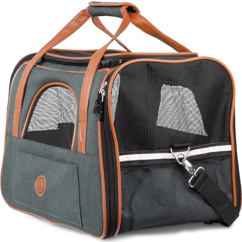 HUND IST KÖNIG Hundetasche-Katzentasche bis 8kg Hundebox/Transportbox Katze | Hundebox faltbar - hochwertige Hundetragetasche / Katzentransportbox - Transportbox Hund - Katzen Transportboxen / Katzenbox