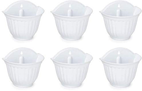 AC - Pack de 6 macetas de plástico para Pared, Tiesto, macetero Colgar, Recipiente para Plantas, Flores, balcón, Porche, hogar, Fabricada en España (Blanco - 26 x 29,5 x 19 cm)