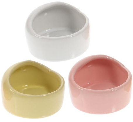 BESPORTBLE 3pcs Ceramic Food Bowls for Hamster Creative Eating Basin Bite and Tip Design for Small Pets and Snack Random Color