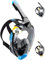 CRESSI Bali Full Face Mask Black/Blue S/M-Tauchermaske Vollmaske Ultra Klare Polycarbonat Linse, 100% Silikon, Schnorchel Float Ventil, Kamera Halterung, Schwarz/Blau, S/M, Erwachsene