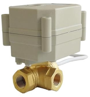 PKHDLYEU Motorisierte Ventile 1/4 '' (DN8) AC/DC9-24V 3-Wege-T/L-Bohrung, horizontales Abschalt-Rückschlagventil aus Messing mit Anzeige, kann Magnetventil ersetzen(T Bore Flow A,CR202 Wiring)