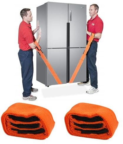 TESSTSY Tragegurte Umzug Kit, Möbeltragegurte, 2 Personen Möbel Tragegurt, Transportgurt Hebegurt Set für Bewegen von Möbeln, Haushaltsgeräten, Matratzen Usw, Tragfähigkeit 380 kg (Orange)