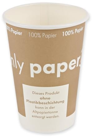 1000 Stück NATUREStar Bio Automatenbecher Only Paper | Pappe, hellbraun, V: 180ml, Ø: 7cm, H: 9,2cm, Karton, Automatenbecher, Kaffeebecher, Einmalbecher, Trinkbecher, Einweg-Pappbecher,