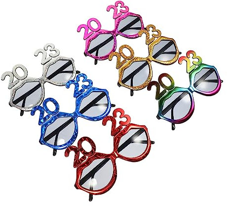 OKUMEYR 6pcs Neujahrs-brillenrahmen Lustige Party-Requisiten Für Geburtstag Dekorative Sonnenbrille 2023 Neujahrsthema