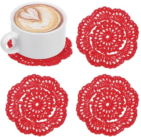 M METERXITY 4-Pack de Posavasos 4 Pulgadas/10 Cm Rojo Brillante