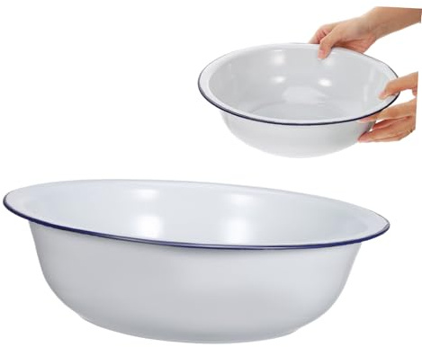 VALICLUD Baño de Pies Vintage de Esmalte Blanco Lavabo para Baño de Pies y Pediluvio Fácil de Limpiar 30cm