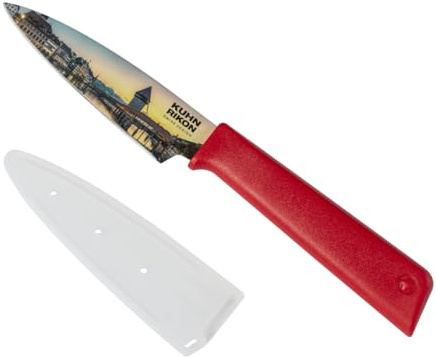 KUHN RIKON COLORI®+ Rüstmesser Luzern, Scharfe Edelstahlstahlklinge | Der Klingenschutz hält das Messer lange scharf - für ein sicheres Verstauen