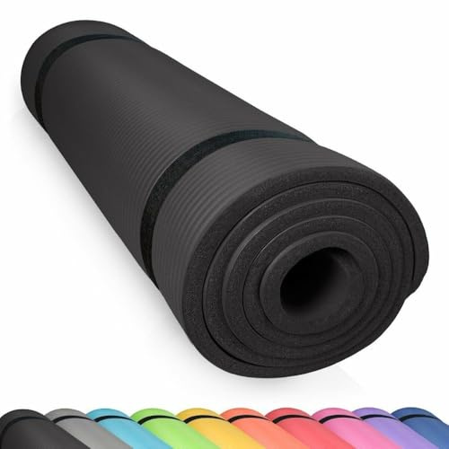 Sportmatte Gymnastikmatte SCHWARZ Yogamatte Joga Matte Fitnessmatte rutschfest (Schwarz,185 x 60 x 1 cm)