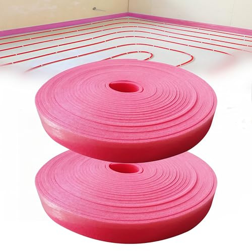 Randdämmstreifen, 2 Stück 25 m Randstreifen für Fußbodenheizung, 50 x 5 mm EPE Randdämmstreifen Selbstklebend, Randdämmung für Ausgleichsmasse für Professionelle Handwerker und DIY-Enthusiasten