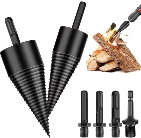 Herbst Foret fendeur de bois 50 mm + cône de perçage de 32 mm fendeur de bois avec 4 poignées de perçage, fendeur conique perceuse coin de fendage pour bois