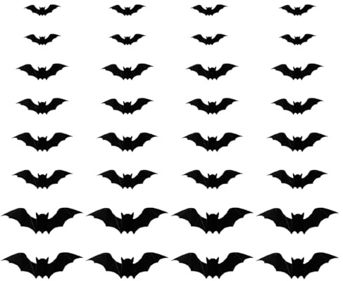 WUSJCOF Set di 32 Pipistrelli Halloween 3D da Appendere Decorazioni Spaventose per Pareti Finestre Porte Interni