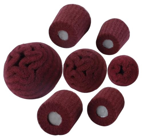 Hoite 7 Pcs Red Non Woven Abrasive Drill Buffing,Polishing Brushing Shaped Scouring Pad Grinding Head