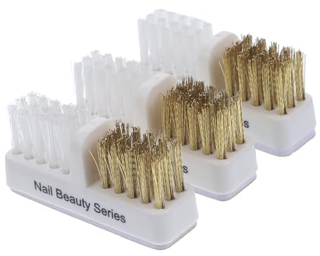 Brosse à Ongles Professionnelle 3pcs en Cuivre, Brosse de Nettoyage | Ponceuse à Ongles, Brossette Nettoyage Ongle, Accessoire Ongle Nettoyant pour Salon et Maison