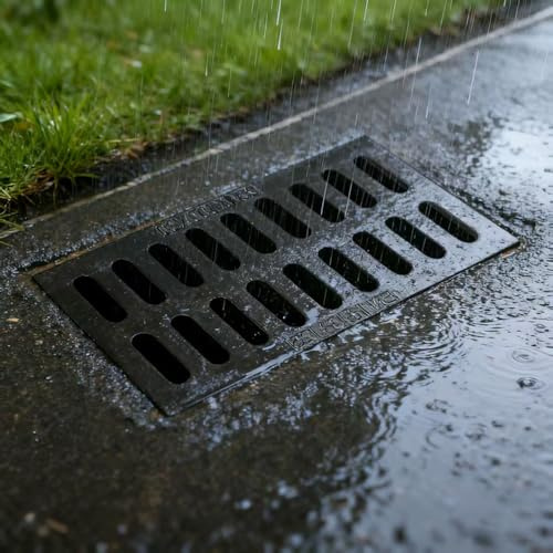 QSPNVFB Rejilla De Alcantarillado De Hierro Fundido, Rejilla Desague Calzada, Cubierta De Drenaje Filtros De Agua De Lluvia Exterior Garaje Granja(50x35cm(20x14))