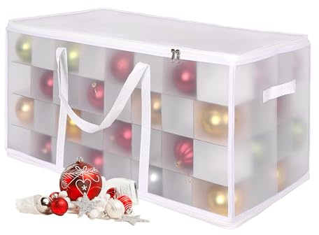 Relaxdays Weihnachtskugel Aufbewahrungsbox, 128 Kugeln, HBT: 37x73x36 cm, Kunststoff, Pappe, Kugelbox, transparent/weiß