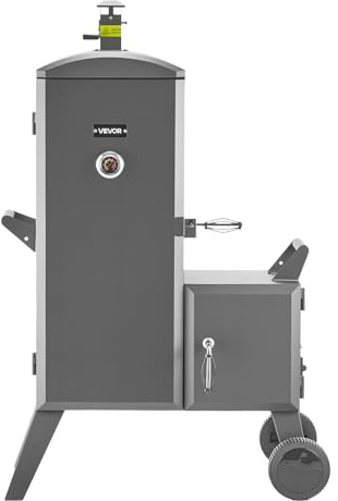 VEVOR Affumicatore Offset a Carbone per Barbecue in Acciaio Resistente con Focolare Laterale, con 6 Griglie Regolabili, Termometro e Prese d'Aria per Cucinare in Giardino o in Terrazza