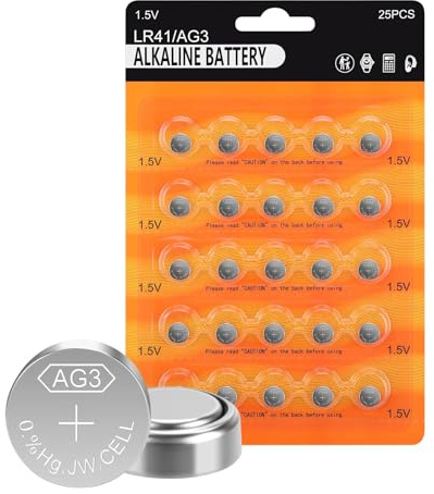 LR41 Knopfzelle, 25 Stück 1.5V Alkaline AG3 lr 41 Knopfzellenbatterie | SR41 192 392 L736 L736f Knopfbatterie Batterien Batterie, Quecksilberfrei und Auslaufsicher