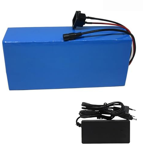 Batería de litio para bicicleta eléctrica de 48 V y 15 Ah, paquete de baterías de iones de litio 13S4P con cargador de 54,6 V y 2 A, para bicicletas eléctricas y patinetes con motor de 1000 W. A,T+DC