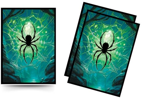 Sammelkartenhüllen für MTG, TCG & Sportkarten – 100 Stück – 66 x 92 mm – Kristallklare Vorderseite & Glänzende Art-Rückseite – Deck Protector Sleeves - Emerald Web