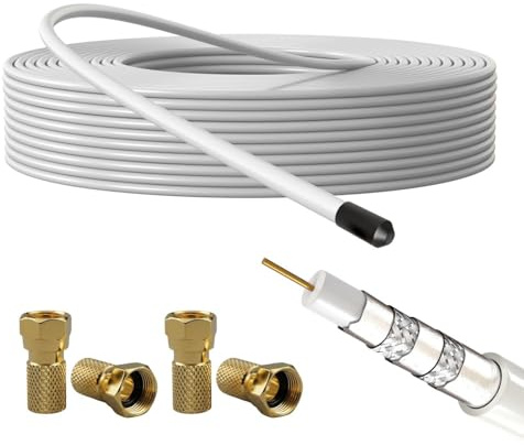 Lumonic Cavo antenna RG6 135dB 10m + 4x spina F | Schermatura a 5 strati: niente più interferenze con le immagini | Cavo SAT, cavo coassiale Internet, cavo TV