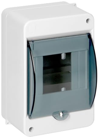 Miratic Caja Distribucion Electrica Modular Carcasa Plástica IP40 Caja Estanca Exterior Electrica con Tapa Ahumada - Cuadro Electrico Superficie con N+PE 1 Fila (4 módulos)