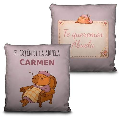 LolaPix Cojín Personalizado Abuela. Regalo Original Abuela para Cumpleaños o Detalle Especial. Regalos para Abuelas. Varios Tamaños. Relleno Incluido. El Cojín de la Abuela