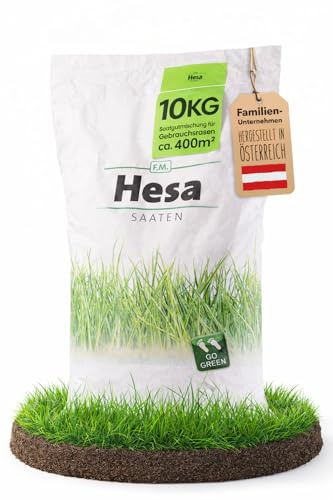 Hesa RSM 2.3 Graines de gazon d'utilité 10 kg pour 400 m², pour gazon de sport et de jeu, graines de gazon à germination rapide, résistantes et robustes de qualité professionnelle