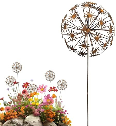 Pali da Giardino in Metallo - Petali Regolabili Rustici Resistenti alle Intemperie,Fiori Metallici per Arredo da Giardino,per Patio, Portico, Prato, Sentiero, Passerella, Paesaggio, Terreno, , Vasi, F