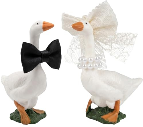 wintfarm Lustige Hochzeitstortenaufsätze – Hochzeitstortenaufsatz für Braut und Bräutigam – einzigartige Gänse-Figuren für Paare, Hochzeitstortendekoration und Kuchendekoration mit Tiermotiv