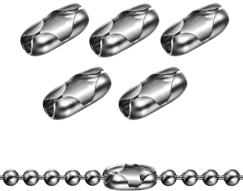 ROKEL Roller Blind Chain Connector Clips — 5 Pack Stainless Steel Replacement Ball Chain Connectors for 4.5mm Roman, Vertical & Roller Blinds, Easy Fit Blind Cord Repair Clips (Stainless Steel-5Pcs)