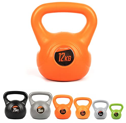 Phoenix Fitness Vinyl Kettlebell Weight – 4kg, 6kg, 8kg, 12kg, 16kg or 20kg Free Weight for Home Gym, Strength Training & Cardio – Ergonomic Handle with Durable Vinyl Coating for Full-Body Workout