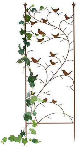 Rankhilfe Metall mit 15 Vögel Blumengitter 150 cm Freistehend Rankgitter 120705 Steckzaun Kletterhilfe