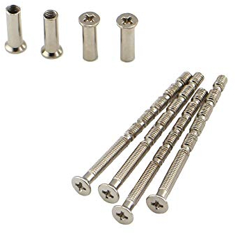 Universal M4 StahlVerbindungsschrauben und Hülsen, für Drückerrosetten und Rosetten, Nickel, 4 Stück